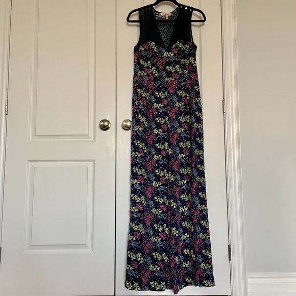 Women's Juicy Couture Silk Jumper Pantsuit Sleeveless Ditsy Floral Print Size 12 - Picture 2 of 15